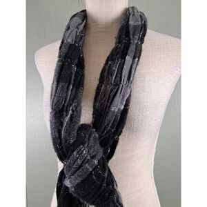 Harley Davidson Scarf Womens Black Wool Fringe Quilted 33" Metallic Grunge Moto